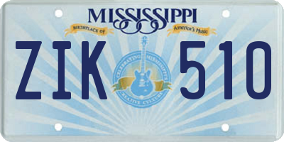 MS license plate ZIK510