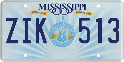 MS license plate ZIK513