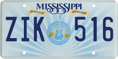 MS license plate ZIK516