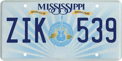 MS license plate ZIK539