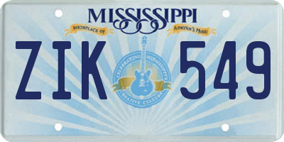 MS license plate ZIK549