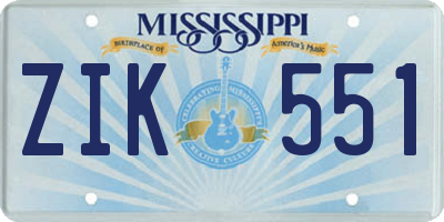 MS license plate ZIK551