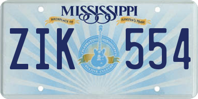 MS license plate ZIK554