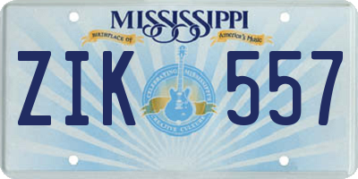 MS license plate ZIK557