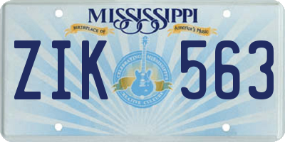 MS license plate ZIK563