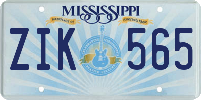 MS license plate ZIK565