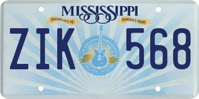 MS license plate ZIK568