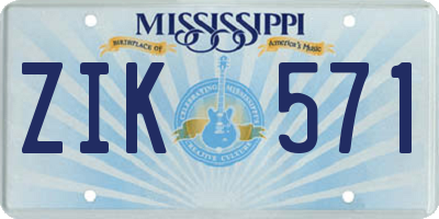 MS license plate ZIK571