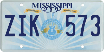 MS license plate ZIK573