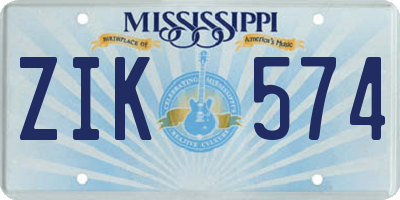 MS license plate ZIK574