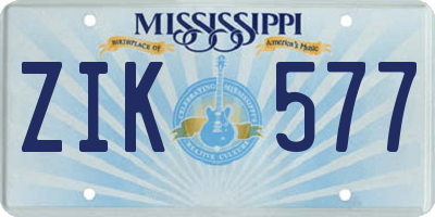 MS license plate ZIK577