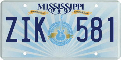 MS license plate ZIK581