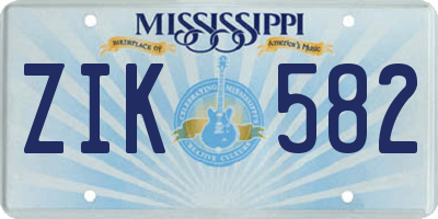 MS license plate ZIK582