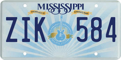 MS license plate ZIK584