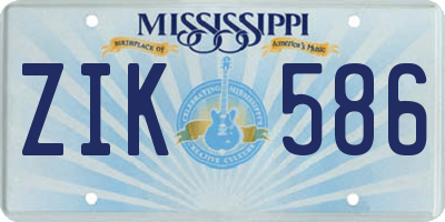 MS license plate ZIK586