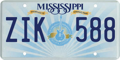 MS license plate ZIK588