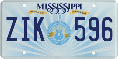 MS license plate ZIK596