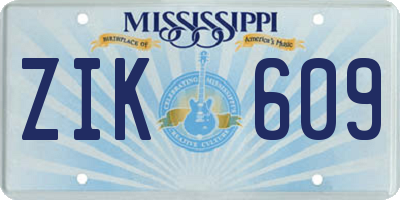 MS license plate ZIK609