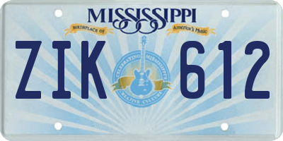 MS license plate ZIK612