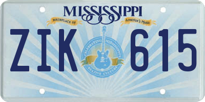 MS license plate ZIK615