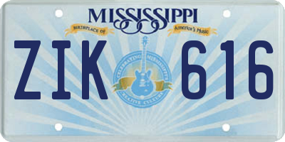 MS license plate ZIK616