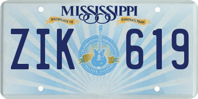 MS license plate ZIK619