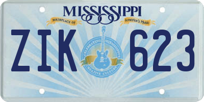 MS license plate ZIK623