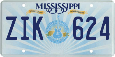 MS license plate ZIK624