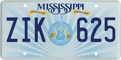 MS license plate ZIK625