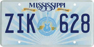 MS license plate ZIK628