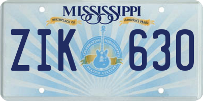 MS license plate ZIK630