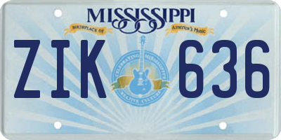 MS license plate ZIK636