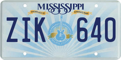 MS license plate ZIK640