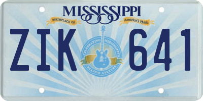 MS license plate ZIK641