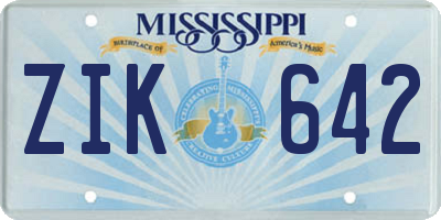 MS license plate ZIK642
