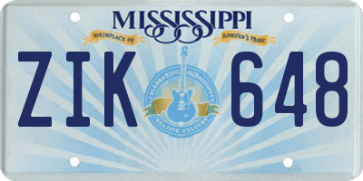 MS license plate ZIK648