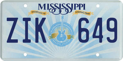 MS license plate ZIK649
