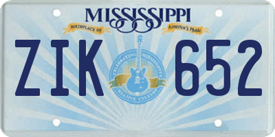 MS license plate ZIK652