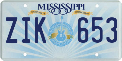 MS license plate ZIK653