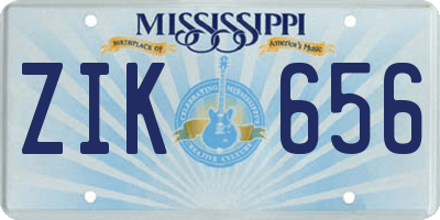 MS license plate ZIK656