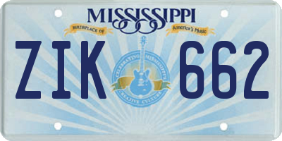 MS license plate ZIK662