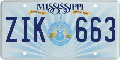 MS license plate ZIK663