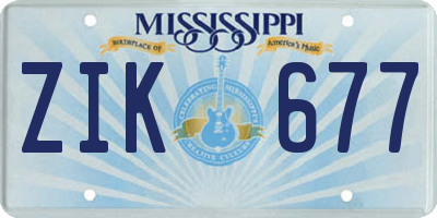 MS license plate ZIK677