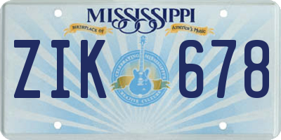 MS license plate ZIK678