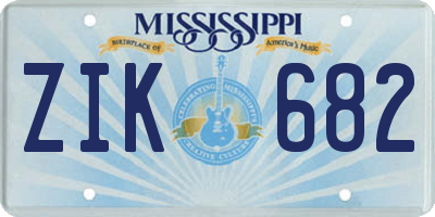 MS license plate ZIK682
