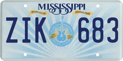 MS license plate ZIK683