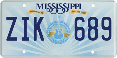 MS license plate ZIK689