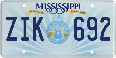 MS license plate ZIK692