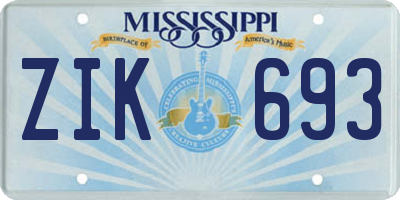 MS license plate ZIK693