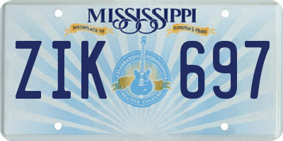 MS license plate ZIK697